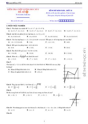 Đề thi thử môn Toán Lớp 10 - Đề số 1